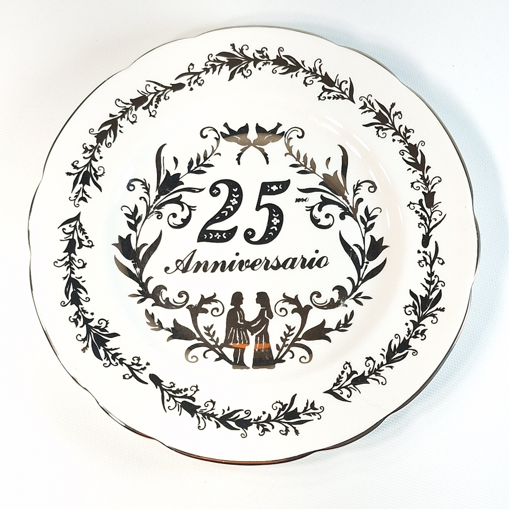 Vintage Silver & White Anniversario Decorative Plate